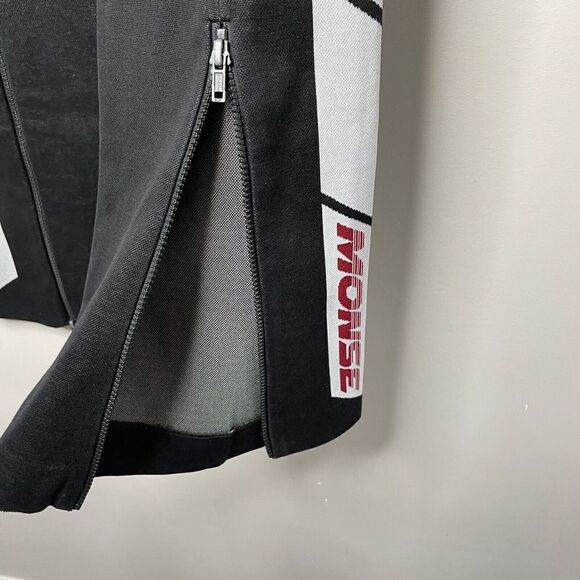 MONSE Pants Womens 2 Black Stretch Denim Ankle Zip Flare Green Side Stripe - Picture 7 of 12